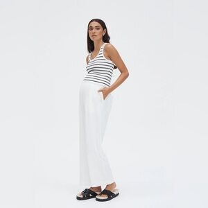 Legoe Heritage Woodford Cropped Maternity Tank Ivory Black Stripe AUS 0 (US 4)